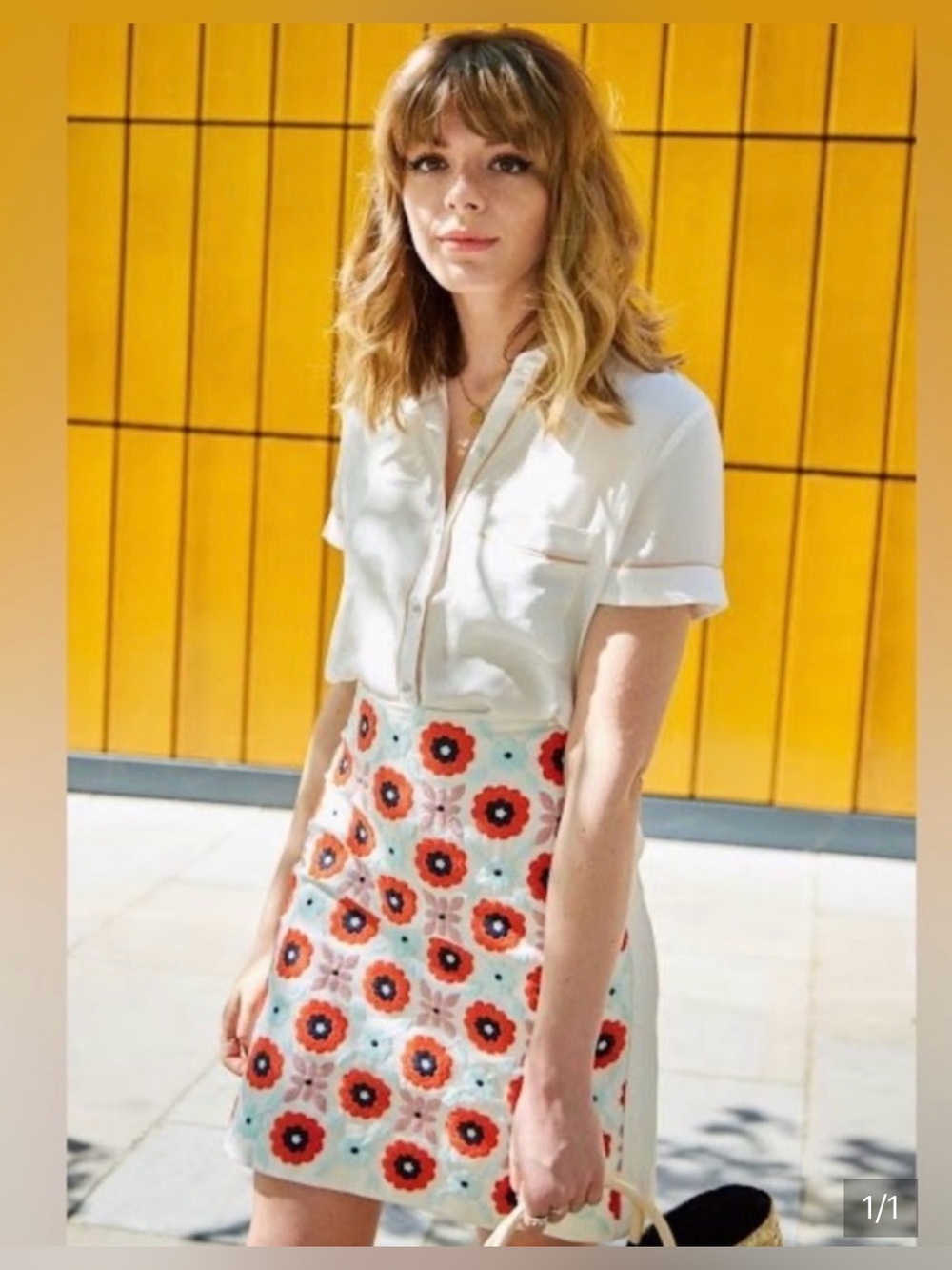 Boden Summer Flowers Embroidered A-Line Skirt Retro Floral Size 6 EUC Colorful